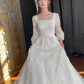 A Line White Square Neck Long Princess Wedding Dress    fg8167