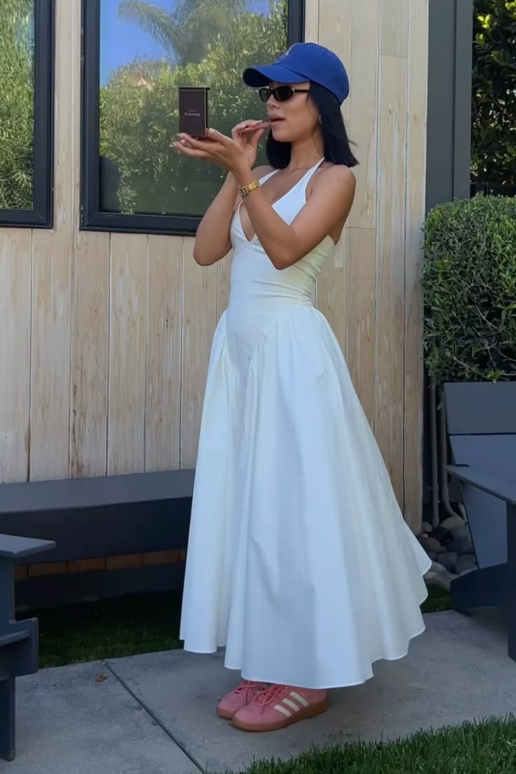 A Line White Halter Party Dresses Evening Dress For Women   fg7600