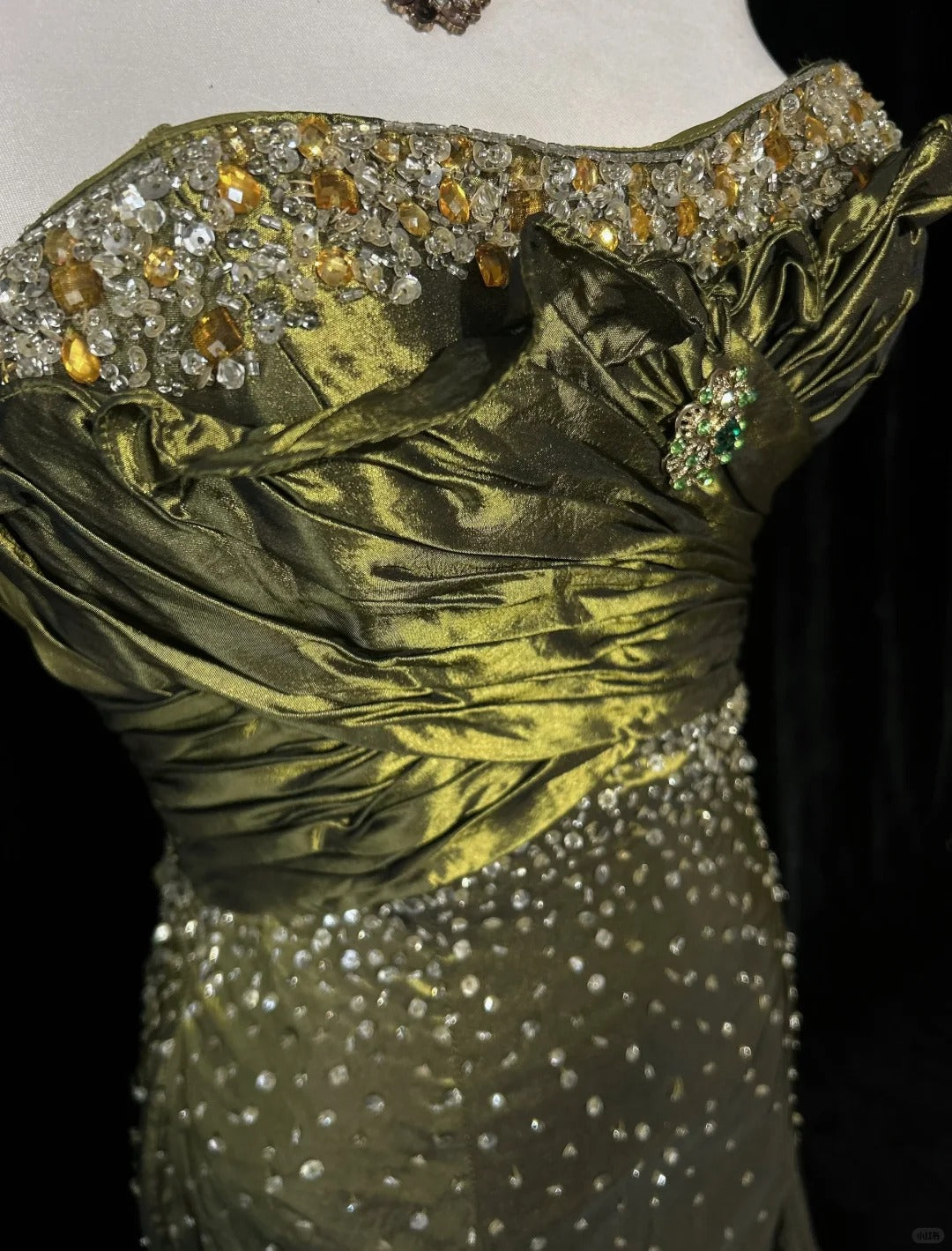 Vintage Green Strapless Long Prom Party Dress Long Evening Dress   fg8083