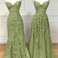 Green Evening Dress, Long Green Prom Dress     fg4456