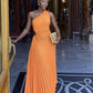One Shoulder Orange Party Dress Evening Prom Dress Custom Made   fg7459
