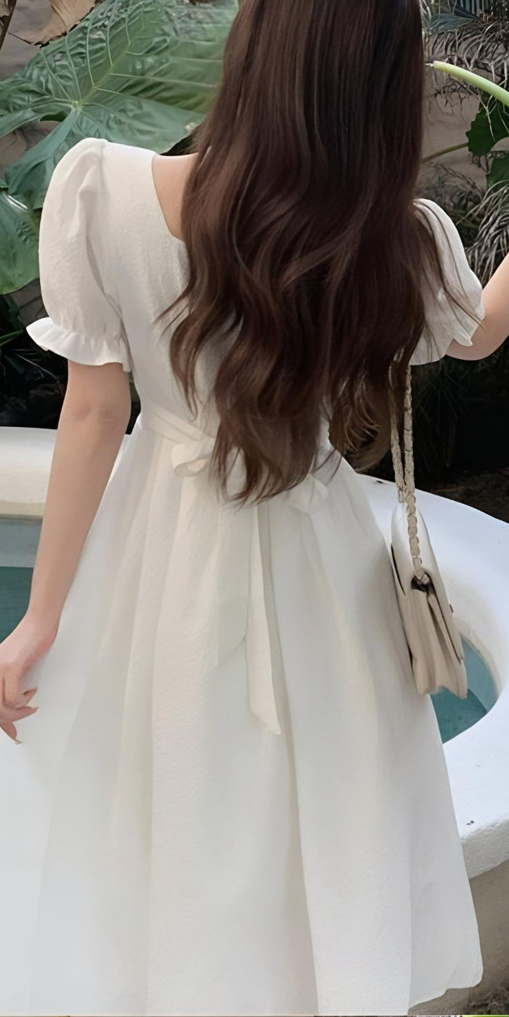 A Line White Short Sleeves Evening Gowns, Party Prom Dress    fg7464