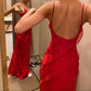 Sexy Red Chiffon Prom Dresses Long Ruffle Party Dress         fg6377