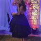 A-Line Black Tulle Backless Knee Length Homecoming Dress    fg6131
