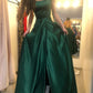 simple green satin prom dresses, formal party dress long      fg6265