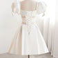 Short White Beaded Prom Dresses, Short White Beaded Formal Homecoming Dresses       fg6410