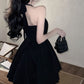 Halter Black Short Dress Women New Summer Sleeveless A-line Evening Party Dresses       fg6144