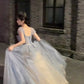 tulle long A line prom dress evening dress     fg6002