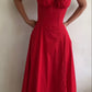 Women's Sleeveless Red Square Neck Party Prom Dress Split Sexy A-Line Midi Dress       fg6008