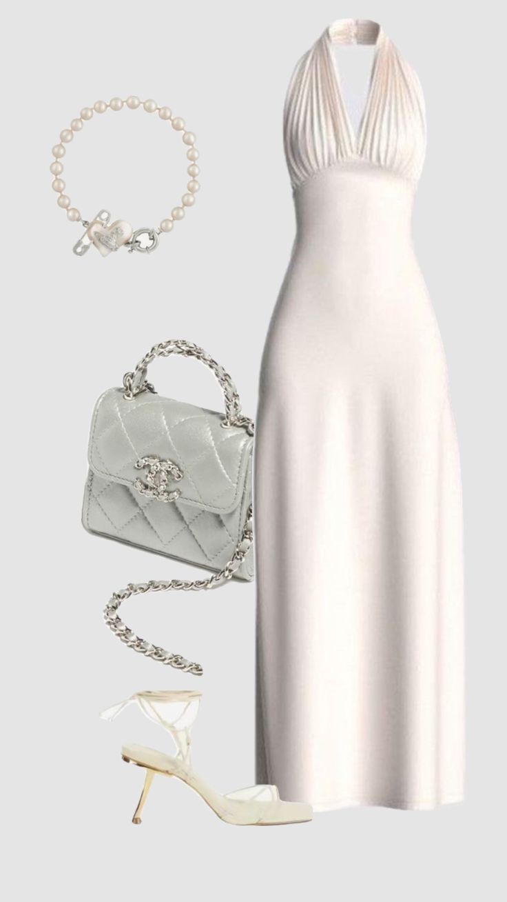 White Halter Formal Dress Party Dress Long Evening Dress Prom Dresses    fg7817