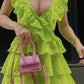 Cute Green V Neck Lace Short Party Dress     fg7472