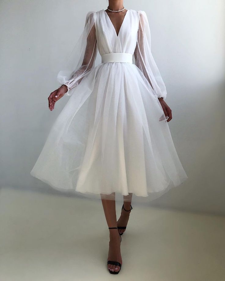 Graduation dress Short A Line Prom Dresses V Neck Long Puff Sleeve Tulle Formal Wedding Evening Party Dresses For Graduation    fg2856