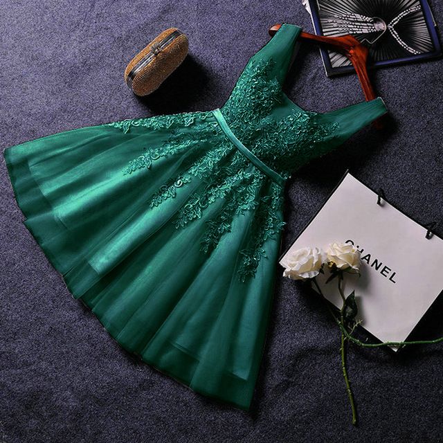Dunkelgrünes Homecoming-Kleid, Partykleid fg5389