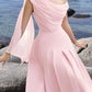 A-Line Cocktail Dresses Elegant Dress Wedding Guest Tea Length Sleeveless Cowl Neck Chiffon Prom Party Dress    fg7773