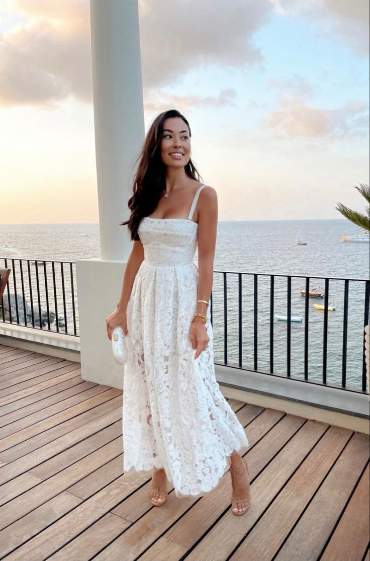 White A Line Straps Lace Party Dress Evening Dress Prom Dresses    fg7848