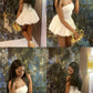 Strapless White Homecoming Dress Short Party Dress    fg7709