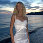Casual Dresses White Satin Dress Sexy V Neck Sleeveless Lace Backless Bodycon Mini Holiday Beach Streetwear    fg5885