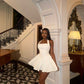 A Line White Simple Short Evening Dress Homecoming Dress Short Party Dress    fg7771