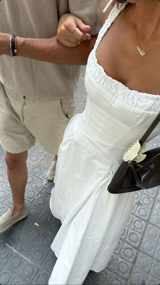 A Line White Sleeveless Prom Dress Evening Party Gowns    fg7429