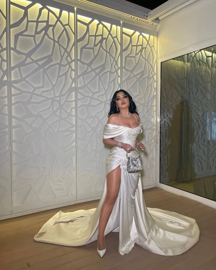 Vintage long satin pleated dress for women, elegant evening dress     fg7491