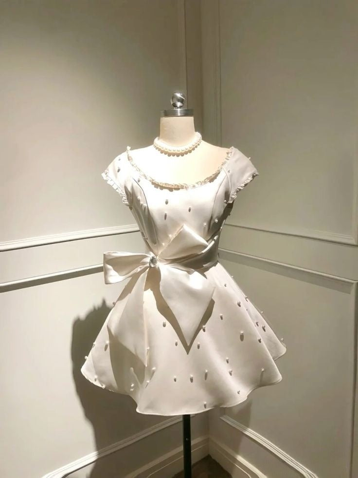 A Line White Short Evening Dress Cocktail Dresses Short Party Dress   fg7879