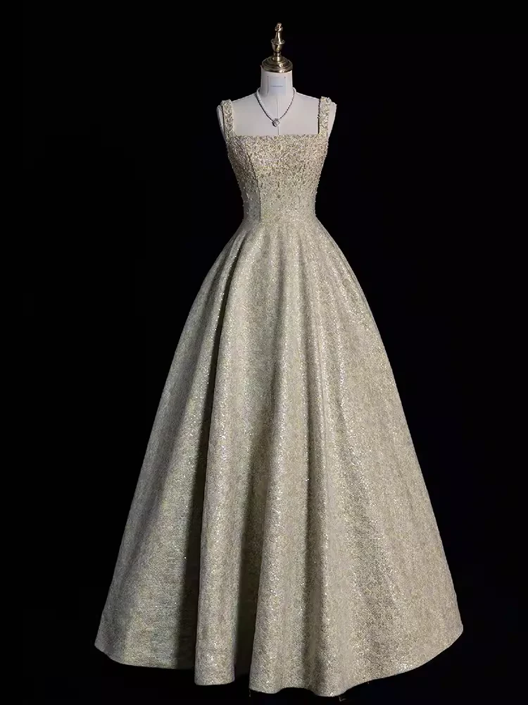 Ball Gown Straps Sequin Beads Long Evening Dress Prom Dresses  fg8587