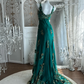 Buntes Meerjungfrau-Partykleid mit Pailletten und langen Abschlusskleidern fg8362