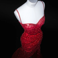 Mermaid Red Sequin Prom Party Dress Shiny Sexy Evening Dress Birthday Outfit  fg8691
