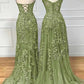 Green Evening Dress, Long Green Prom Dress     fg4456