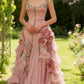 Pretty Ball Gown Pink Spaghetti Straps Tulle Long Quinceanera Dress  fg8527