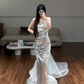 Silver Mermaid Prom Party Dress Evening Dress Birthday Outfit fg8604
