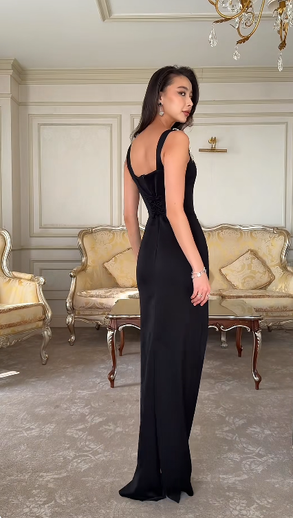 Black Mermaid Sexy Long Formal Dress Evening Party Dresses  fg7763