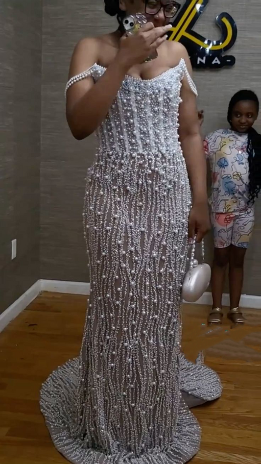 Off The Shoulder Mermaid Prom Dress Beading Evening Dress 21st Birthday Outfit  fg8498