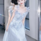 Mermaid Straps Gray Sequin Long Evening Dress Beads Prom Dress  fg8579
