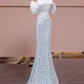 Mermaid Off The Shoulder Sequin Long Evening Dress Beads Prom Dress  fg8578