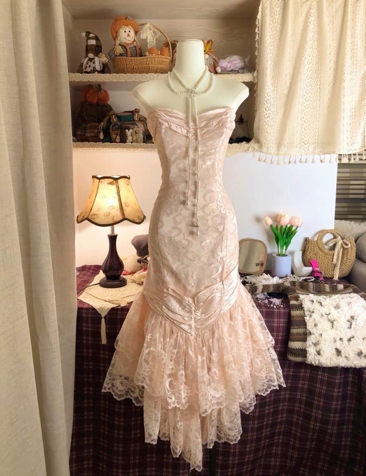 Pink Mermaid Lace Prom Dress 17th Birthday Outfit Evening Party Dress fg8336
