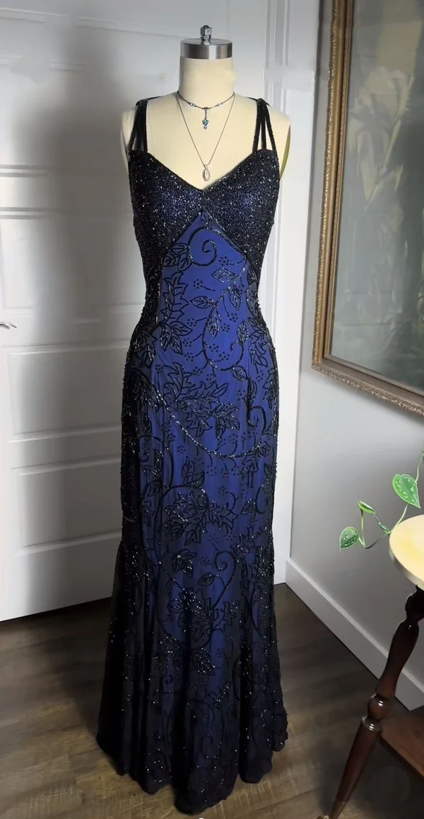 Beaded Vintage Long Prom Party Dresses Formal Dress Graduation Dress fg8354