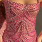 Gorgeous Pink Spaghetti Straps Sequin Beaded Long Evening Dress Formal Party Gown fg8357