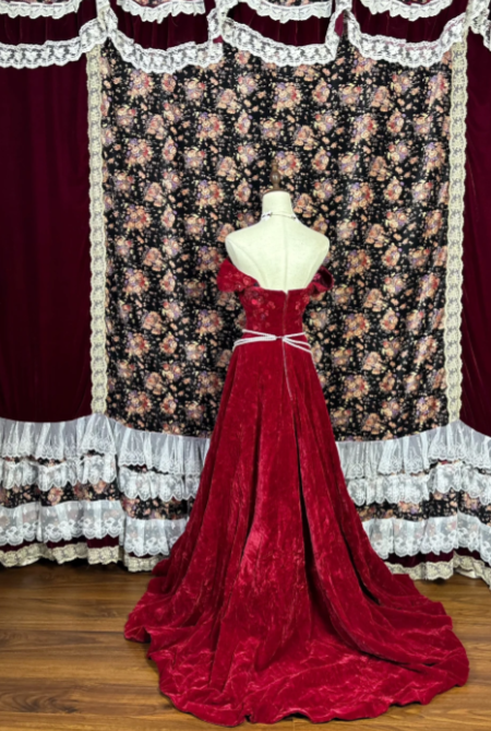 Off The Shoulder Burgundy Prom Party Dress Velvet Evening Dress fg8602