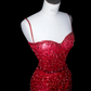 Mermaid Red Sequin Prom Party Dress Shiny Sexy Evening Dress Birthday Outfit  fg8691