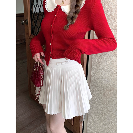 Pleated A-line mini skirt A81