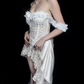 Off The Shoulder White Lace High Low Prom Dress Evening Party Dress fg8326