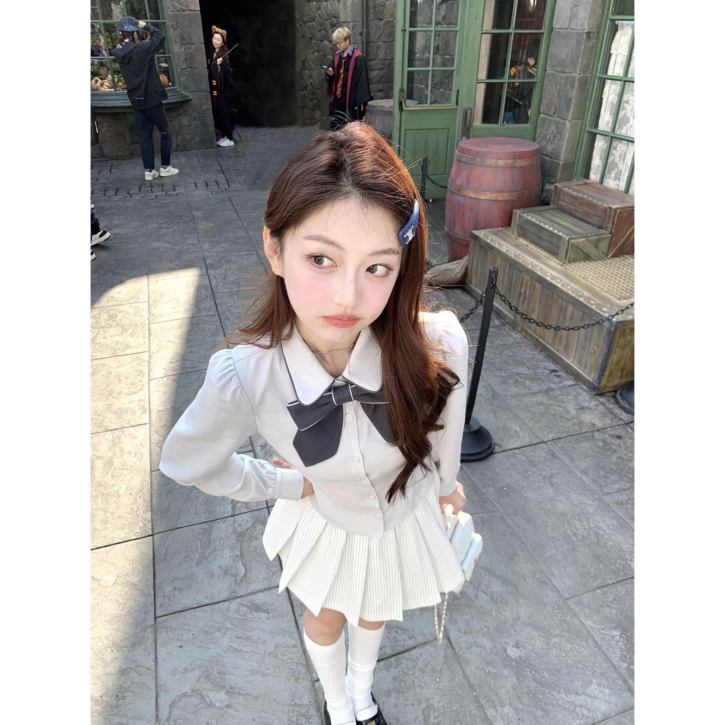 Cute and sweet long-sleeved top and shirt set  A147