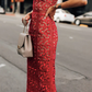 Classy Sheath Spaghetti Straps Red Lace Prom Dresses Summer Wedding Guest Dresses Wedding Guest Outfits  fg8562