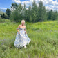 Besonderes Chiffon-A-Linien-Ballkleid mit Blumenmuster fg4817