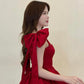 Robe de soirée à bretelles rouges fg5400
