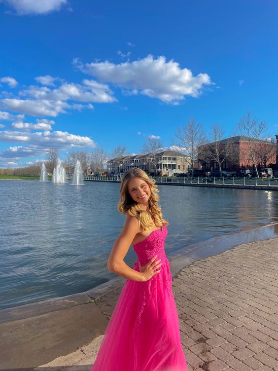 Sweetheart A-Line Long Party Prom Dress with Appliques And Split    fg4579