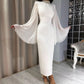 White Long Sleeves Evening Dress Custom Made Ankle Length Prom Gown    fg4587