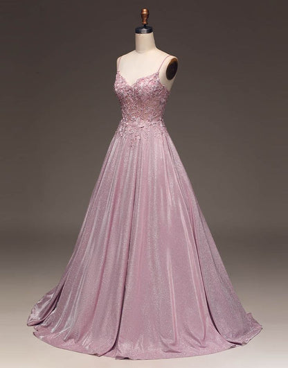 A-Line Spaghetti Straps Long Glitter Prom Dress      fg5181