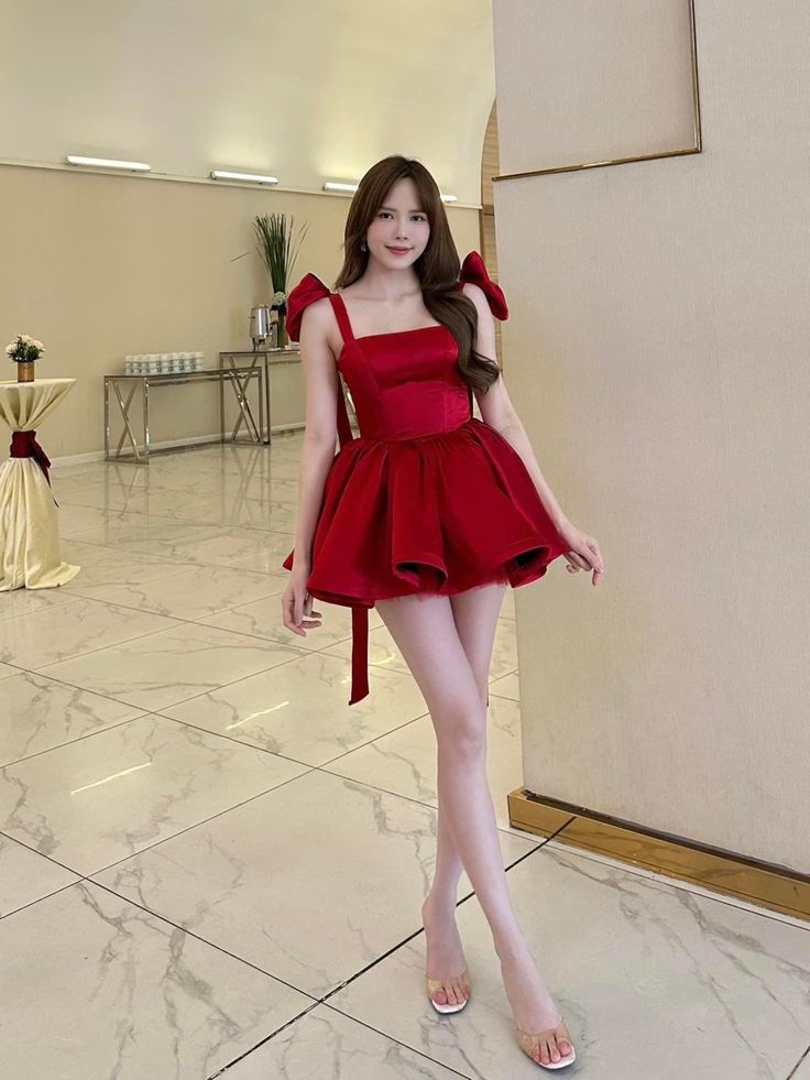 Robe de soirée à bretelles rouges fg5400